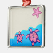 Rosa Honu Schildkröten Silbernes Ornament (Links)