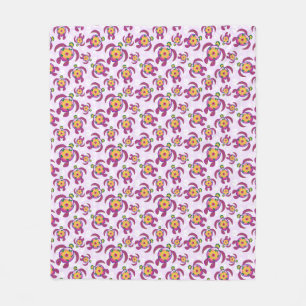 Rosa Honu Turtles Hibiskus Blume Fleecedecke