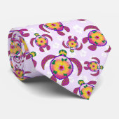 Rosa Honu Turtles Hibiskus Blume Krawatte (Gerollt)