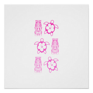Rosa Honu und Tiki-Maske Poster
