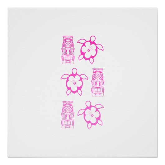 Rosa Honu und Tiki-Maske Poster (Vorderseite)