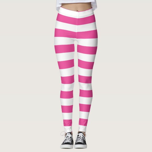 Rosa horizontale Streifen Leggings (Vorderseite)