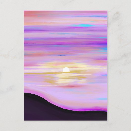 Rosa Horizonte | Aquarellfarben Sonnenuntergang An Postkarte (Vorderseite)