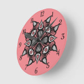 Rosa Horror Kunst Kreation Runde Wanduhr (Winkel)