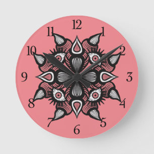 Rosa Horror Kunst Kreation Runde Wanduhr