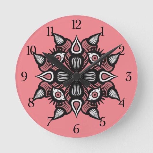 Rosa Horror Kunst Kreation Runde Wanduhr (Vorderseite)