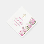 Rosa Hortensie Erstkommunion Serviette (Ecke)