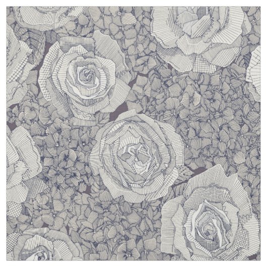rosa Hortensie Perle Navy Pflaume Stoff (Muster)