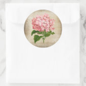 Rosa Hortensie Runder Aufkleber (Tasche)