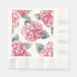 Rosa Hortensien Aquarell Blumen Blütenmalerei Serviette