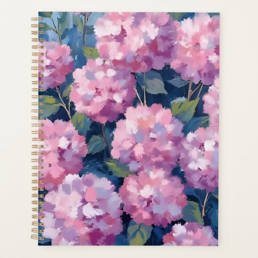 Rosa Hortensien Aquarell Planer (Vorderseite)
