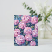 Rosa Hortensien Blumen Dankeskarte (Stehend Vorderseite)