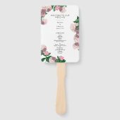 Rosa Hortensien-Blumen-Grün-Hochzeitsprogramm Fächer (Vorderseite)