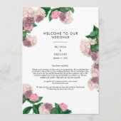 Rosa Hortensien-Blumen-Grün-Hochzeitsprogramm Programm (Vorderseite)