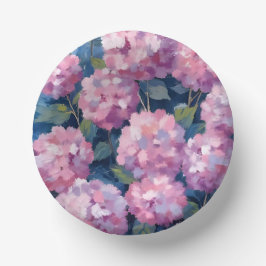 Rosa Hortensien Blumen Pappteller