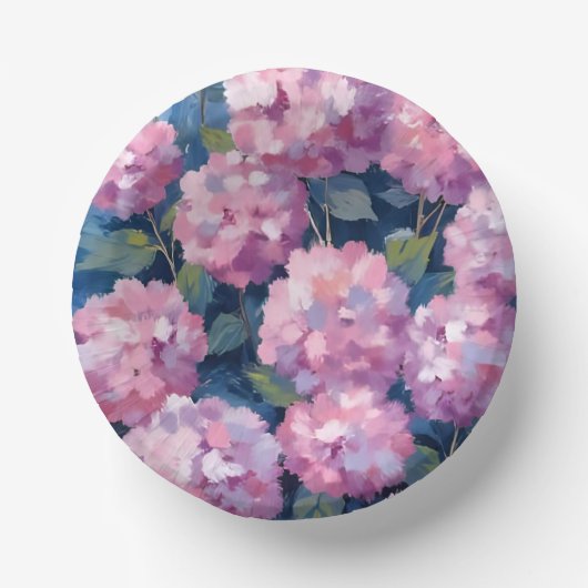 Rosa Hortensien Blumen Pappteller (Vorderseite)