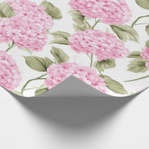 Rosa Hortensien Botanisches Geschenkpapier