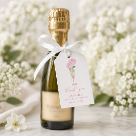 Rosa Hortensien Champagnerglas Geschenkanhänger