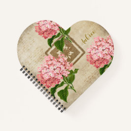 Rosa Hortensien-Cluster Herzform Notizblock
