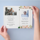 Rosa Hortensien gefaltete Trauerprogrammvorlage Flyer (Hand)