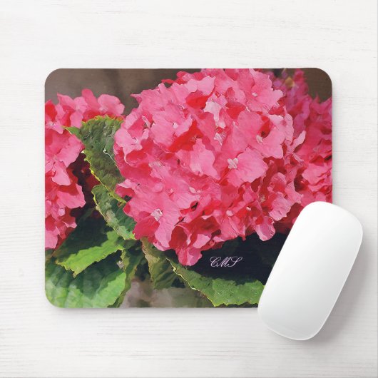 Rosa Hortensien Mousepad (Mit Mouse)