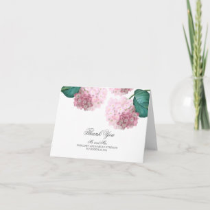Rosa Hortensien Vintage-Blumen Hochzeit Danke