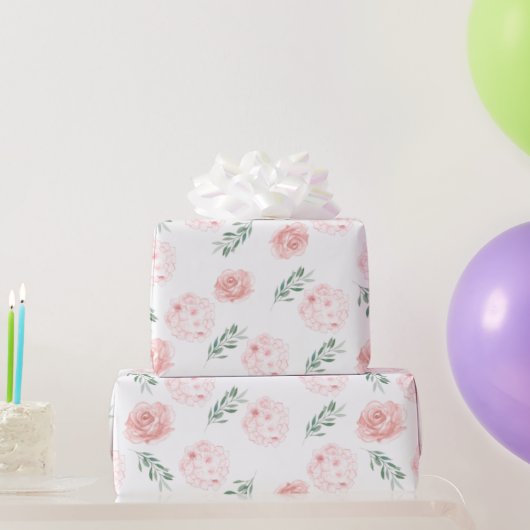 Rosa Hortensien-Wrap-Papier Geschenkpapier (Partygeschenke)