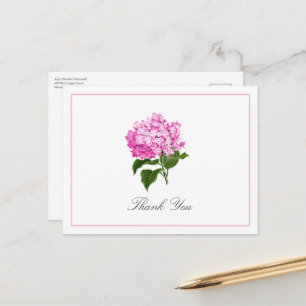 Rosa Hortensienblüte Traditionelle Dankeskarte Postkarte