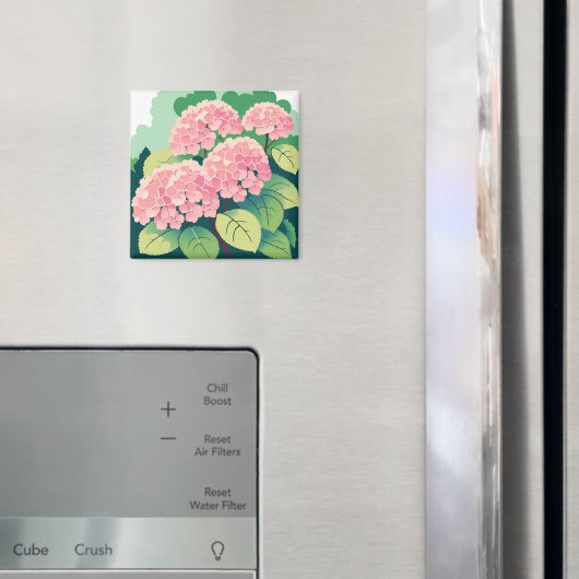 Rosa Hortensienbusch Magnet (In Situ (Kühlschrank))