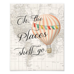 Rosa Hot Air Ballon Kinderzimmer Dekoration Art Pr Fotodruck