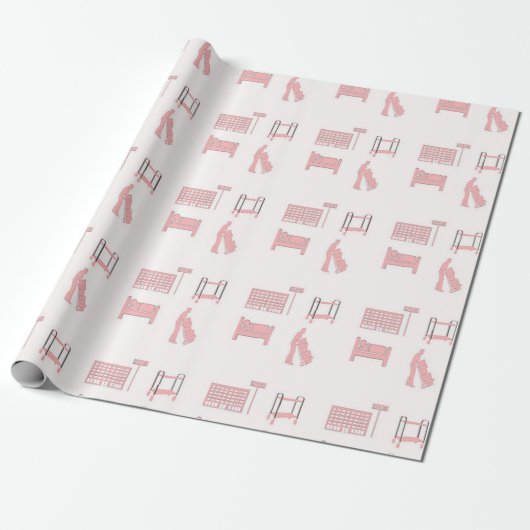 Rosa Hotelmuster Geschenkpapier (Ungerollt)