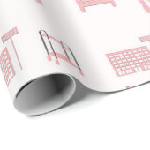 Rosa Hotelmuster Geschenkpapier (Rolleneckpunkt)