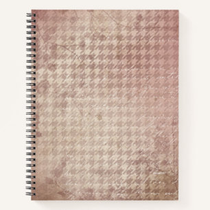 Rosa Houndstooth Elegantes neutrales Tagebuch Notizblock