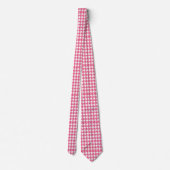 Rosa Houndstooth-Muster Klassischer preppy Stil Krawatte (Rückseite)