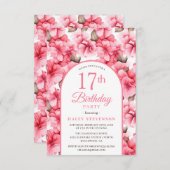 Rosa Hübsch Garden Blumenarchic 17. Geburtstag Einladung (Vorne/Hinten)
