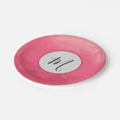 rosa hübsch mit Monogramm Pappteller (Schrägansicht)