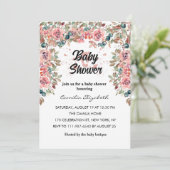 Rosa Hübsche Aquarell Blume Kinderdusche Einladung (Stehend Vorderseite)