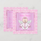 Rosa hübsche Babelengelendusche Einladung (Vorne/Hinten)