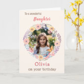 Rosa Hübsche Blume Tochter Foto Geburtstag Karte (Gelbe Blume)
