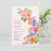 Rosa Hübsche bohfarbige Wasserfarbe süß 16 Einladung (Stehend Vorderseite)