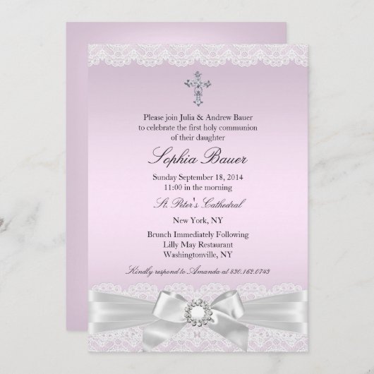 Rosa Hübsche Keule und Kreuzung Heilige Kommune Einladung (Vorne/Hinten)