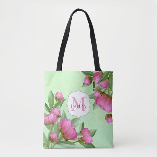 Rosa Hübsche Monogramm Personalisiert Tasche (Vorderseite)
