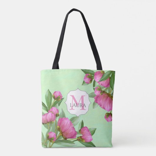 Rosa Hübsche Monogramm Personalisiert Tasche (Rückseite)