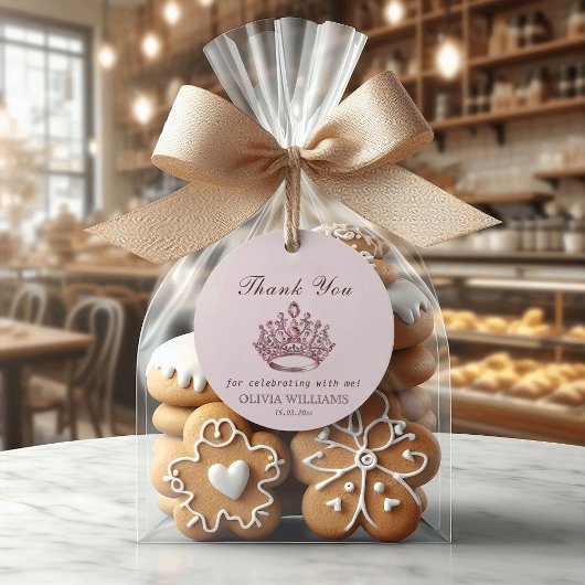 Rosa Hübsche Prinzessin Crown Geburtstagskarte Geschenkanhänger