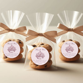 Rosa Hübsche Prinzessin Crown Geburtstagskarte Runder Aufkleber