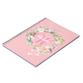 Rosa Hübsche Rose Floral Monogramm Notizblock (Linke Seite)