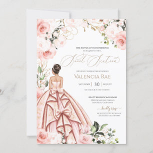 Rosa Hübsche Rose Schönes Gown Sweet 16 Einladung