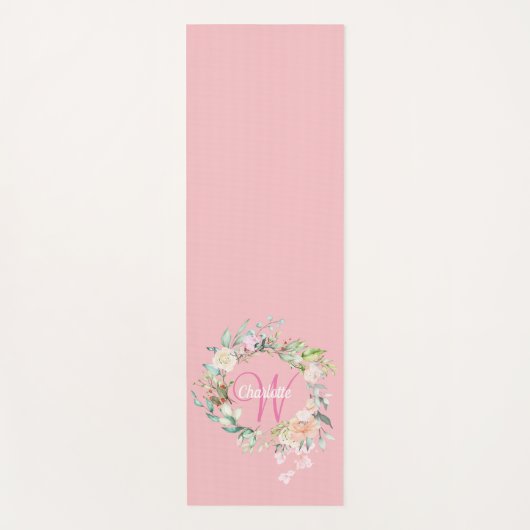 Rosa Hübsche Script Monogram Rose floral Yogamatte (Vorderseite)