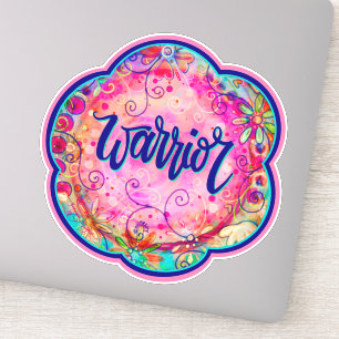Rosa Hübscher Blumenkrieger-Inspirivity-Sticker Aufkleber
