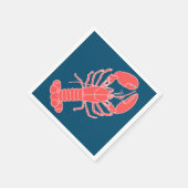 Rosa Hummer Dark Blue Seafood Napkins Serviette (Ecke)